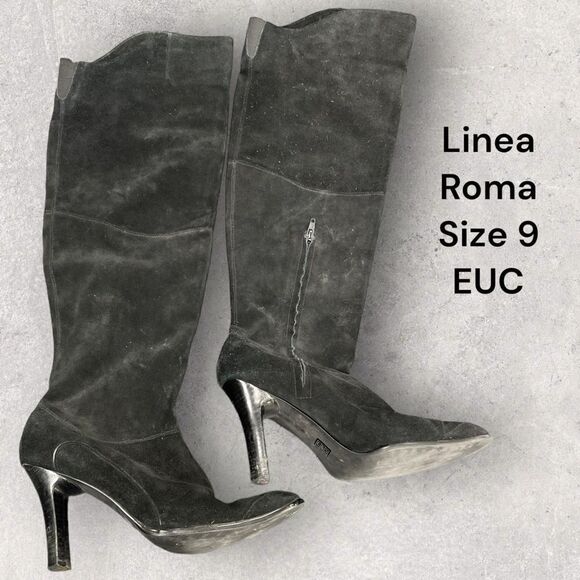 Linea Roma suede leather thigh high boots size 9 - Picture 1 of 3